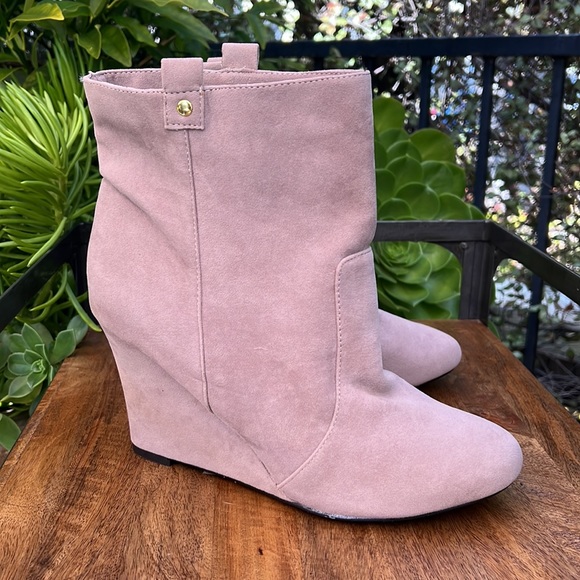 NEW Colin Stuart Boots Platform Wedge Suede - Picture 2 of 6
